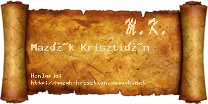 Mazák Krisztián névjegykártya